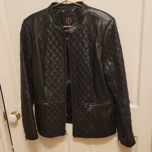 Isaac Mizrahi Black Quilted Leather Jacket